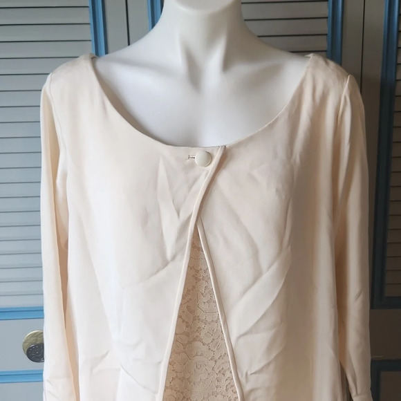 Badgley Mischka Ivory Lace Wedding Dress with Silk Overlay - Picture 3 of 16